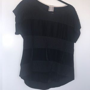 Black top with velvet and lace pattern on front